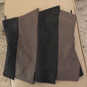 Zara Asymmetrical Checkered Strapless Top